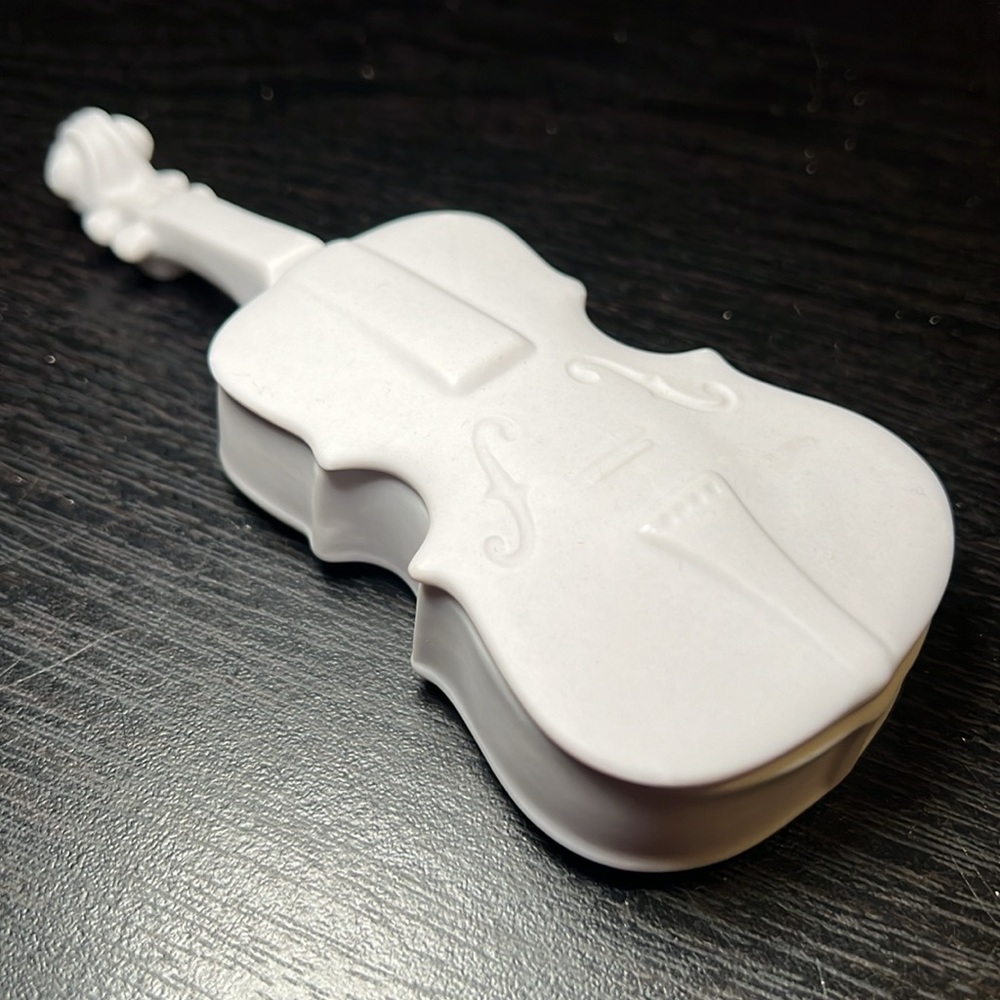 VTG Mountainside Musical Instrument Cello Violin Bisque Porcelain Trinket Box - Picture 3 of 6